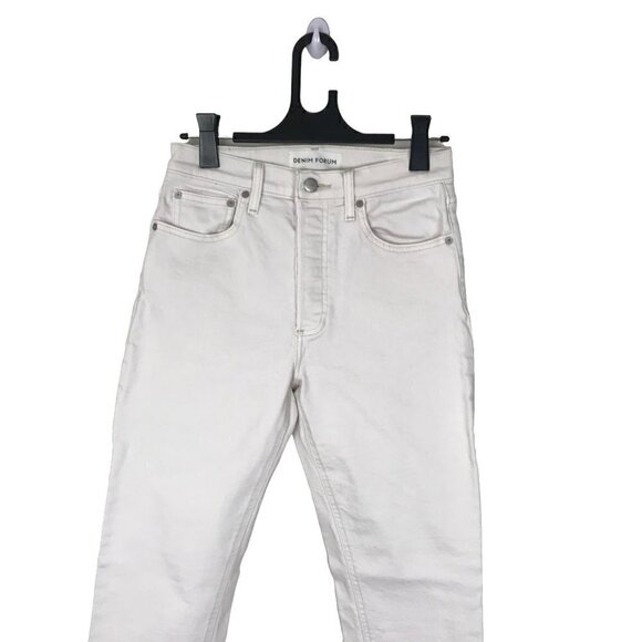 Aritzia Denim Forum White The Yoko High Rise Slim Jeans Raw Hem Size 26 - Picture 3 of 9